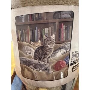 American Heritage Royal Plush Rashel Throw Blanket Cats 50" x 60" Super Soft